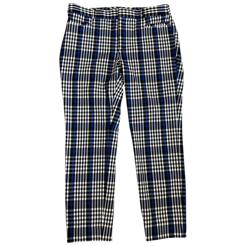 Banana Republic Sloan Skinny Fit Women's Ankle Office Pants Blue Plaid Size 10 - Picture 2 of 9